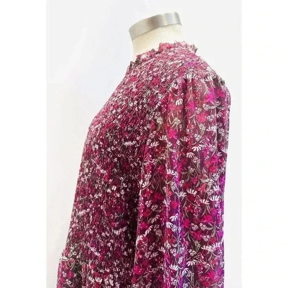 NWT DRAPER JAMES Women Long Sleeve Partially Lined Shirred Red Floral Dress XXL - Picture 5 of 12